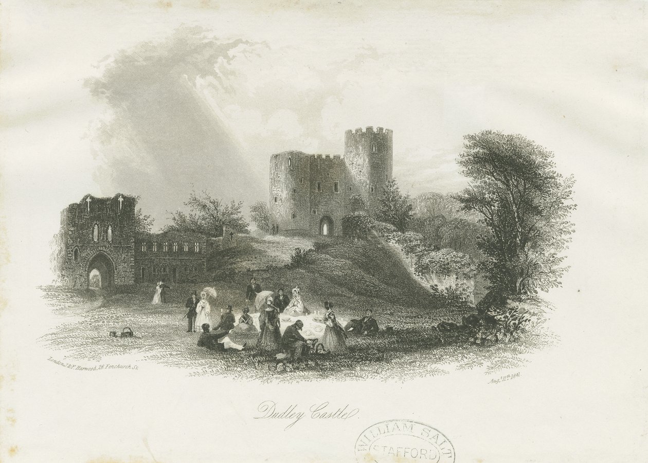 Dudley Castle - The Keep: teräskaiverrus (vinjetoitu), nd [c 1841] (painettu) tekijältä School English