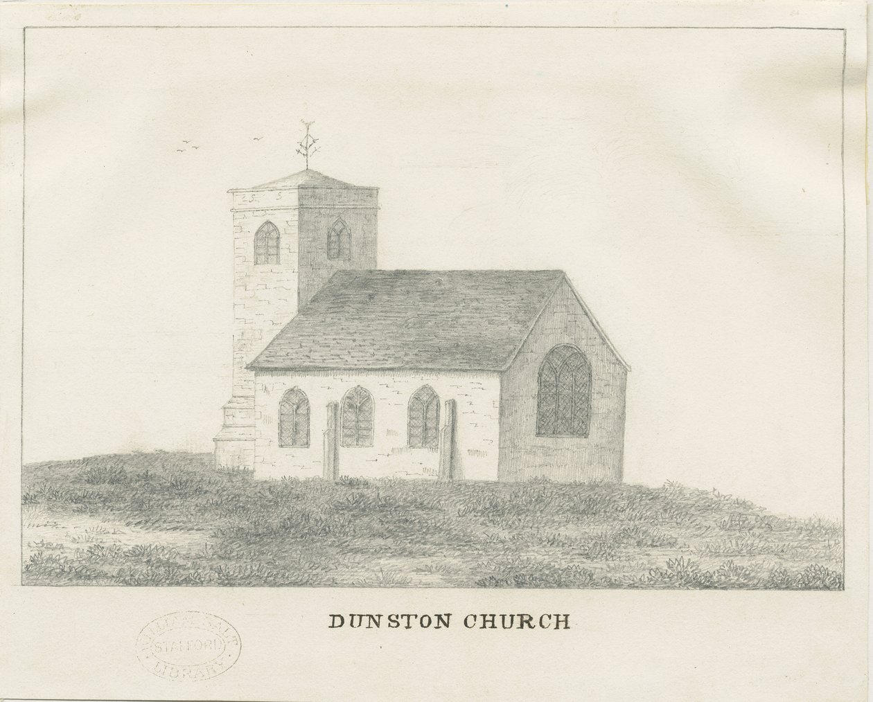 Dunston Church: lyijykynäpiirros, nd [?1800-luvulla] (piirustus) tekijältä School English