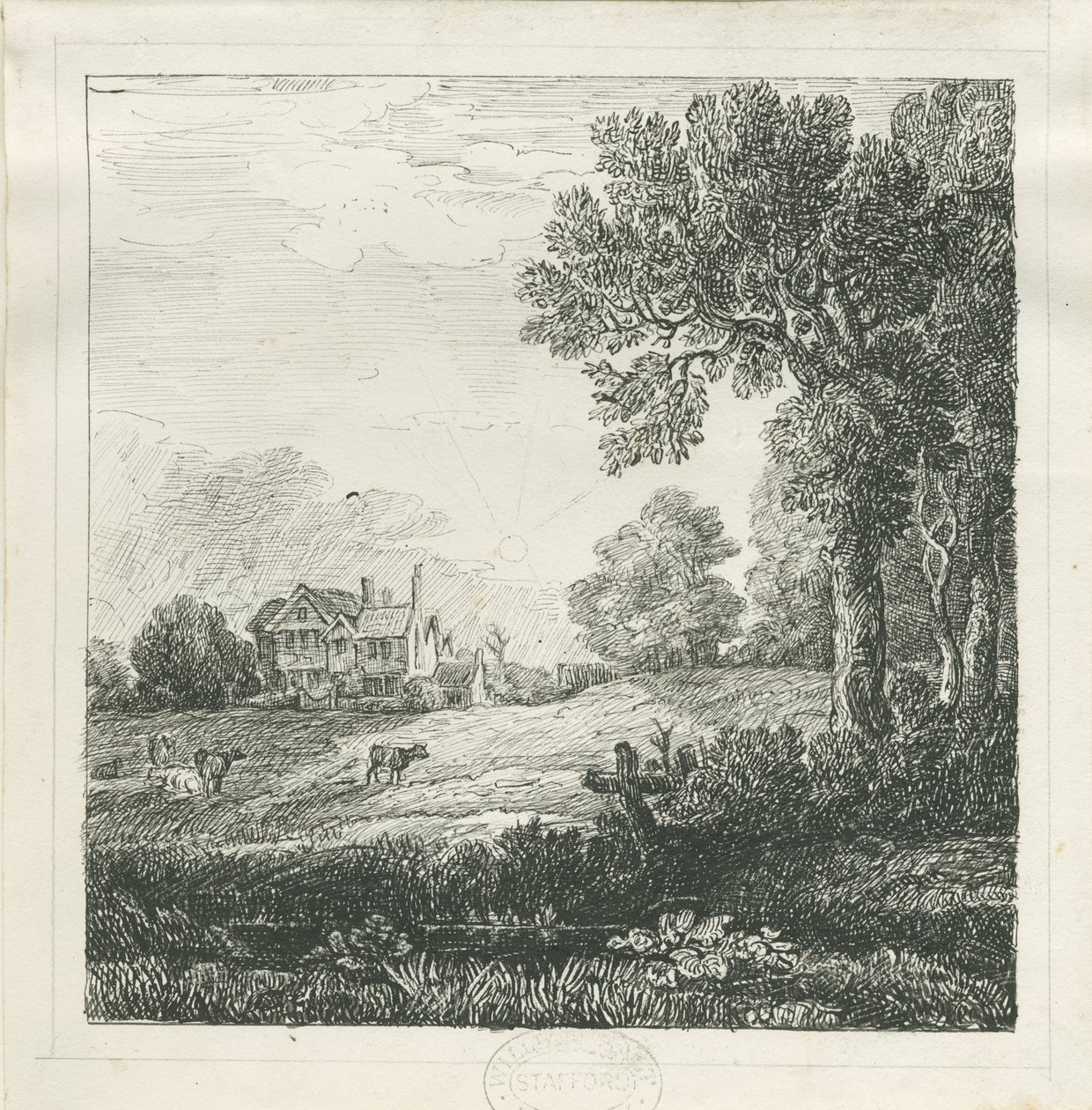 Eccleshall - Biana Hall: kynä- ja mustepiirustus, nd [c 1830] (piirustus) tekijältä School English