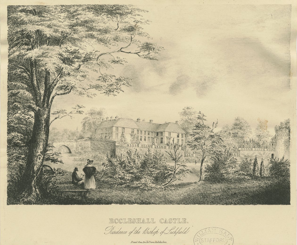 Eccleshall - "Castle" : kaiverrus ja [?1800-luku] (painettu) tekijältä School English