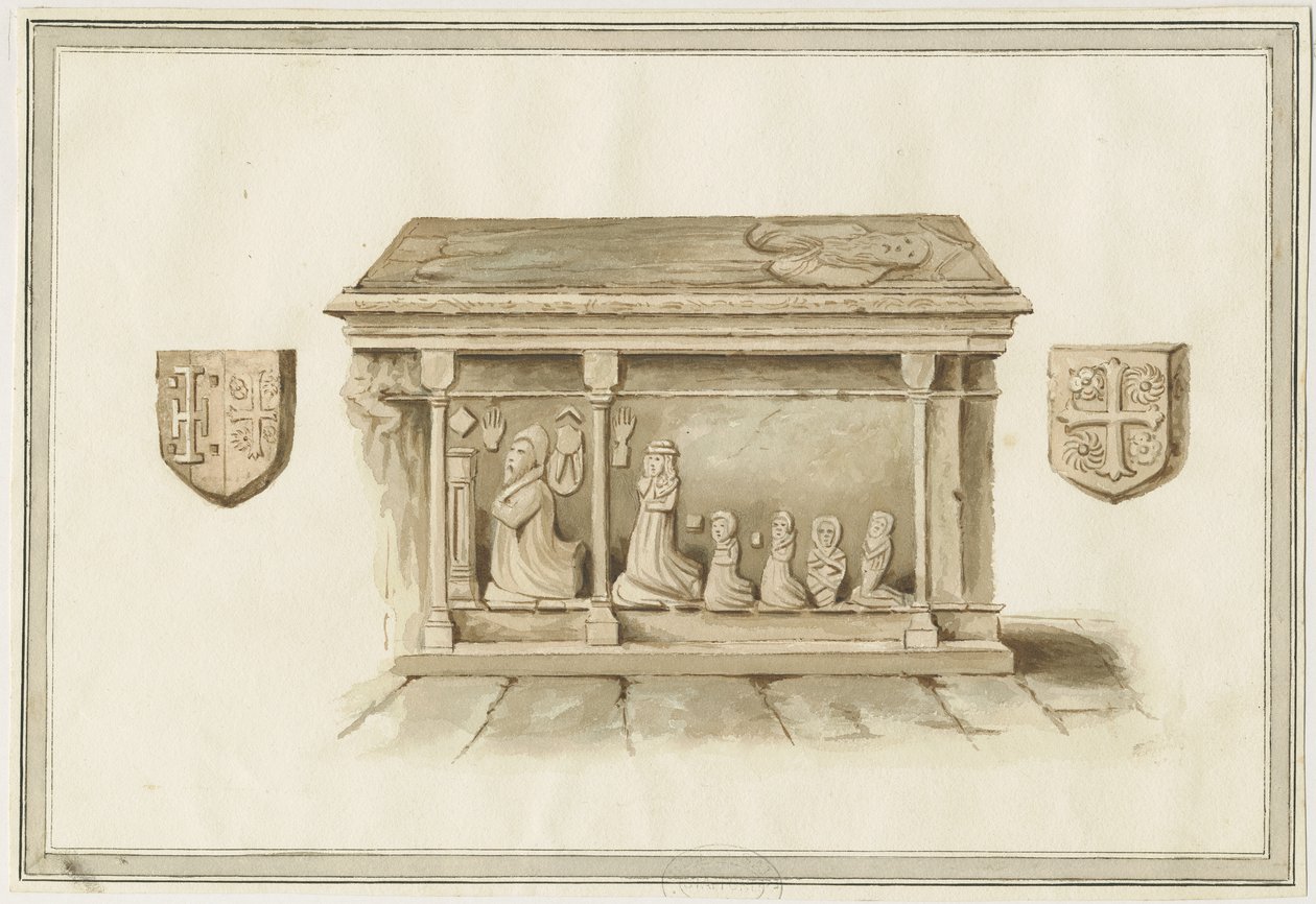Eccleshallin kirkko: Piispa Benthamin hauta: akvarellimaalaus, nd [?1800-luku] (maalaus) tekijältä School English
