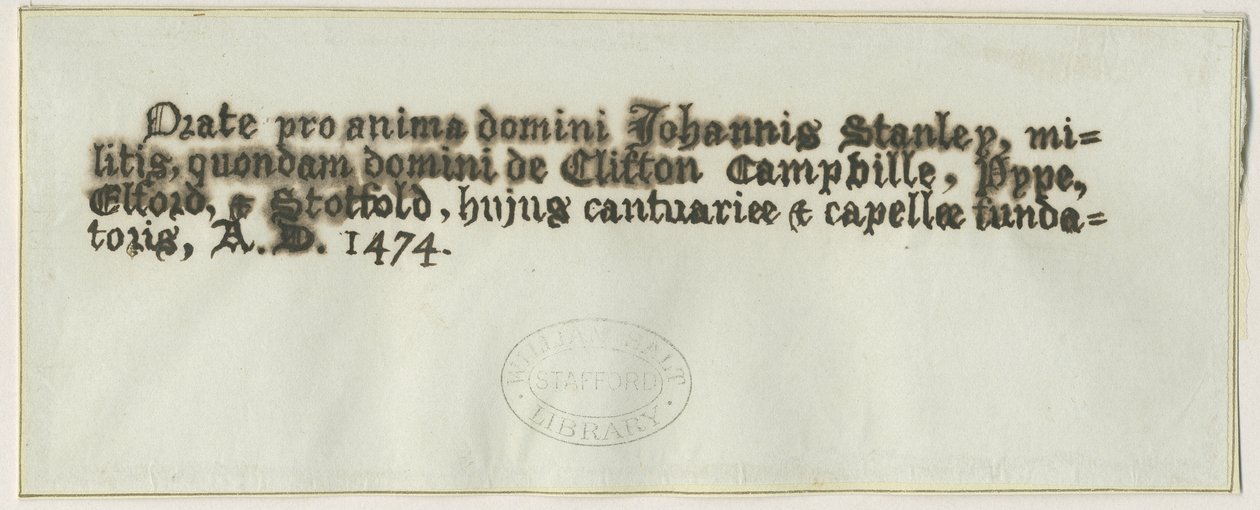 Elford Church - Sir John Stanleyn hauta: kynä- ja mustepiirustus, nd [?1800-luku] (piirustus) tekijältä School English