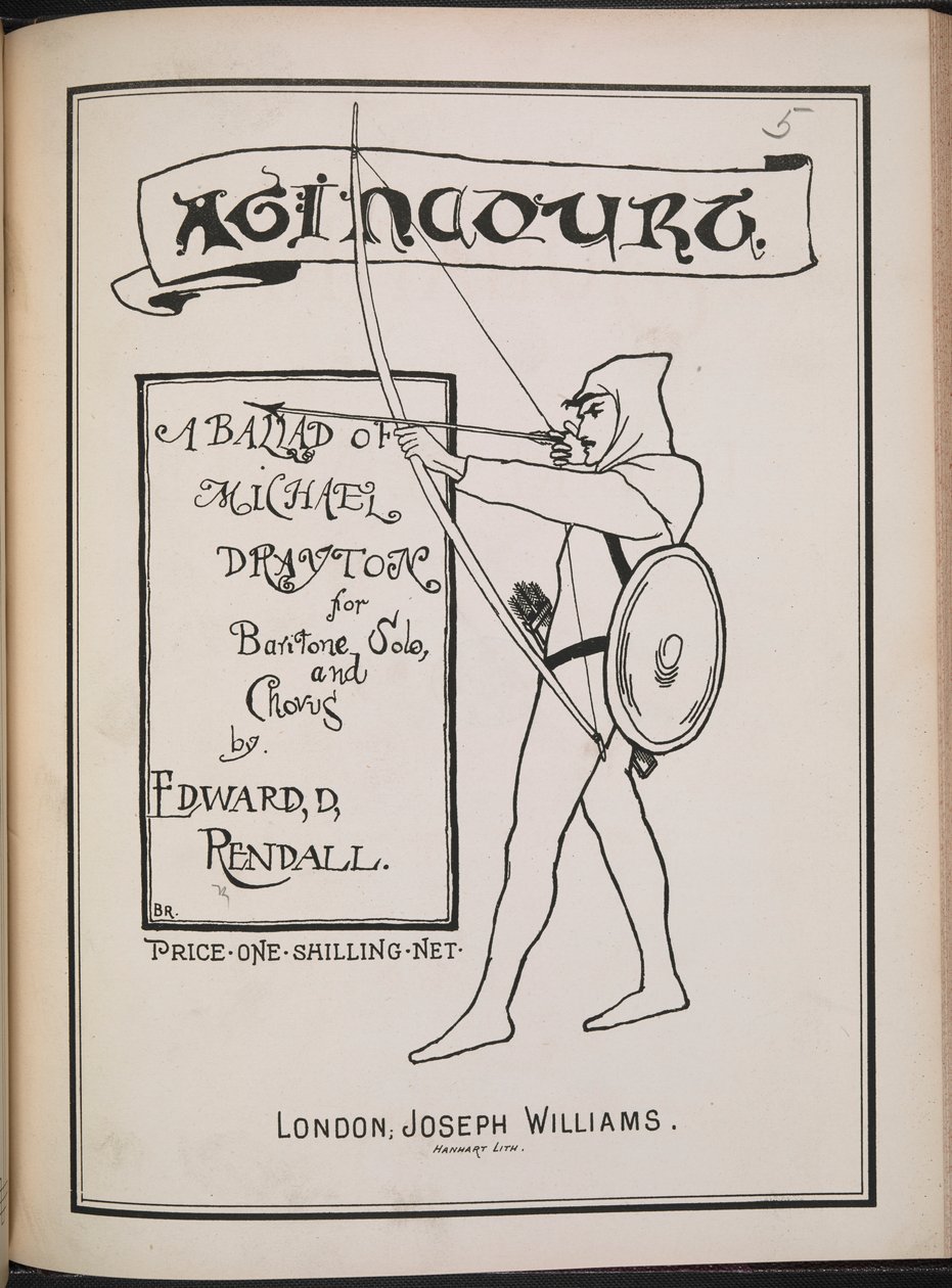 Edward D. Pendallin "A Ballad of Michael Drayton" -elokuva, joka kuvaa jousiampuja (litho) tekijältä School English