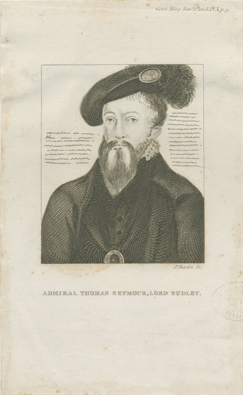 Hill Ridware - Admiral Thomas Seymoren muotokuva, Lord Sudley: kaiverrus, nd [c 1805] (tulostus) tekijältä School English