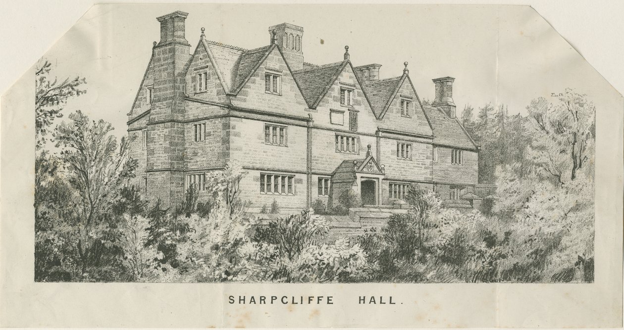 Ipstones - "Sharpcliffe Hall": litografia ja [?1800-luku] (painettu) tekijältä School English