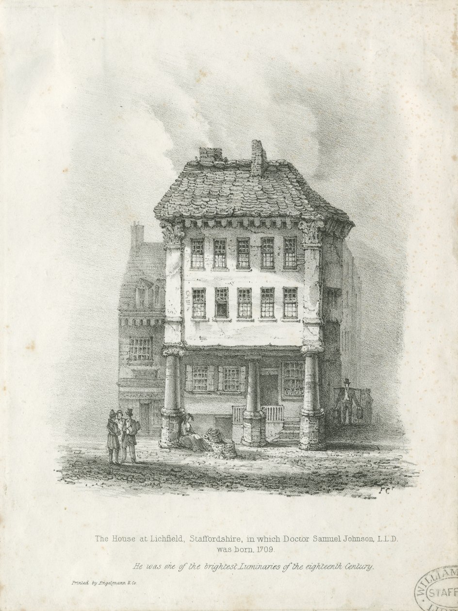 Lichfield - Dr. Johnsonin syntymäpaikka: litografia ja [1800-luku] (painettu) tekijältä School English