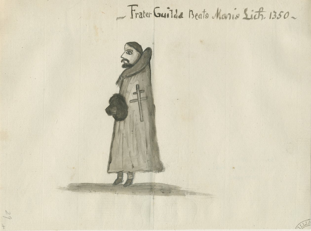 Lichfield - Guildhall [Guildsman]: pesupiirustus, nd [?1700-luku] (piirustus) tekijältä School English