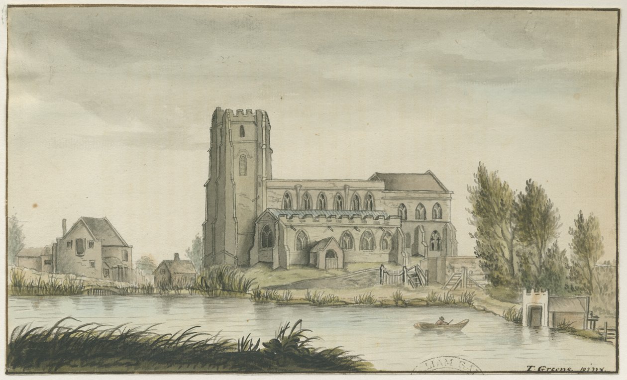 Lichfield - St. Chadin kirkko: vesivärimaalausta, nd [? 18th Century] (maalaus) tekijältä School English