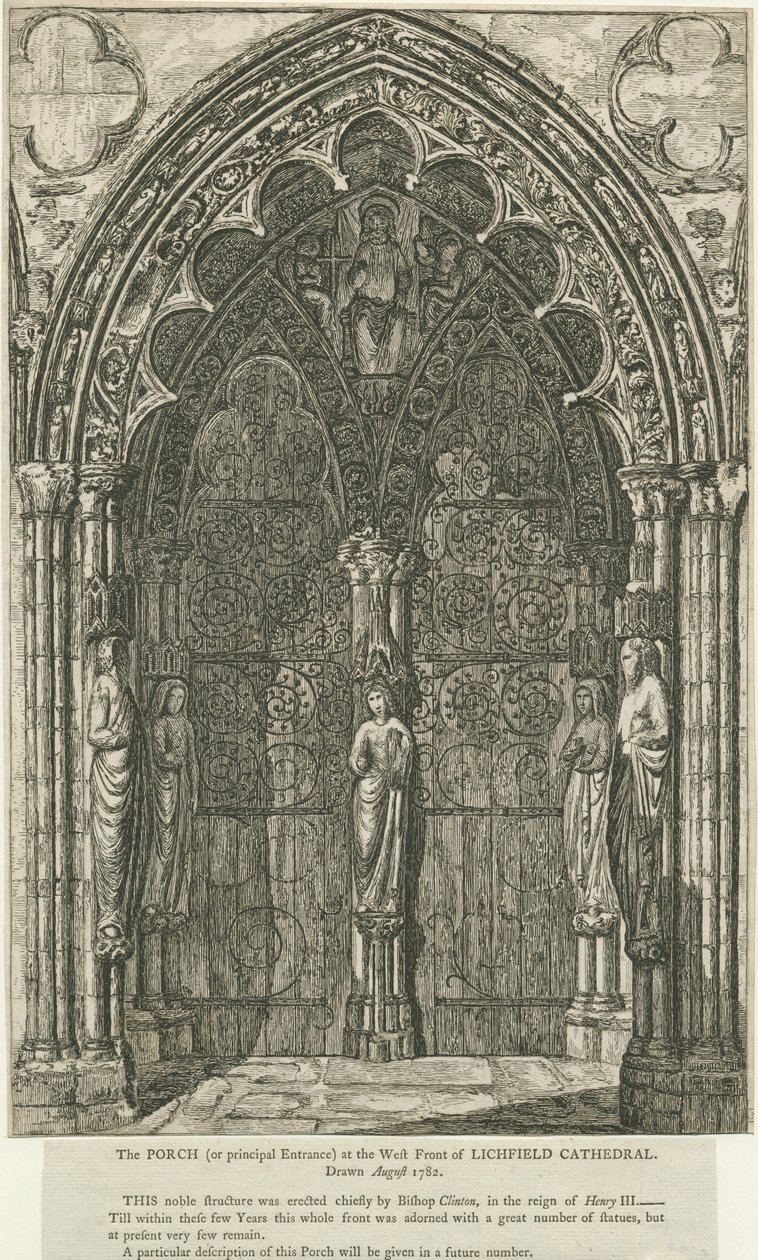 Lichfield Cathedral - West Doorway: etsaus, elokuu 1782 (tulostus) tekijältä School English