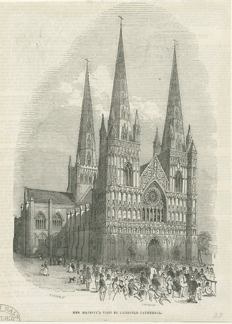 Lichfield Cathedral - West Front: puupiirros, nd [1843] (painettu) tekijältä School English