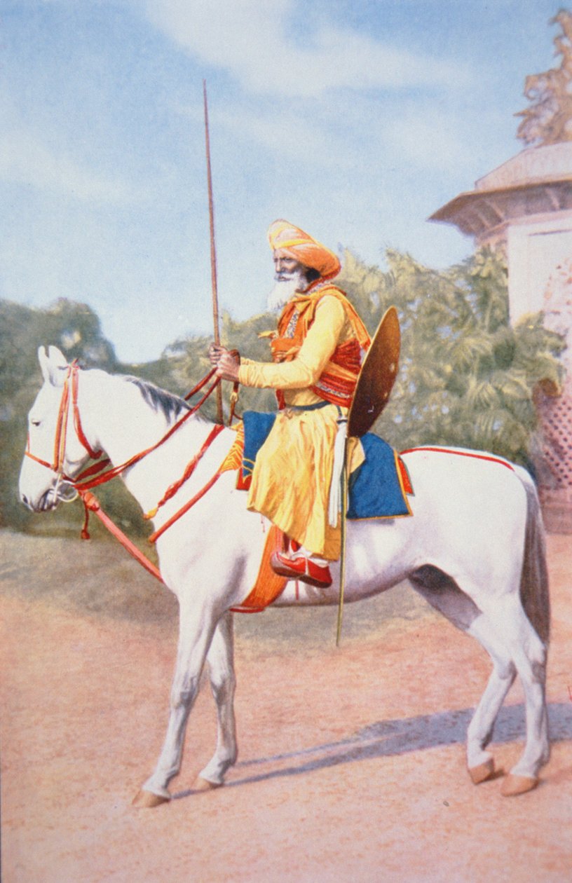 Maratha Horse Warrior of India (väri litho) tekijältä School English