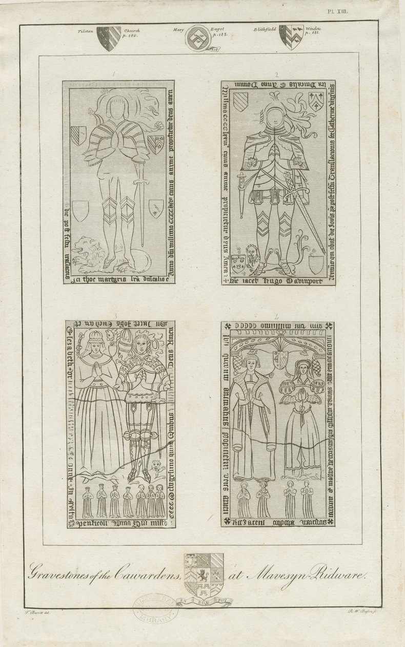 Mavesyn Ridware - Carwardensin hautakivet: kaiverrus, nd [1700-luvun lopulla] (painettu) tekijältä School English