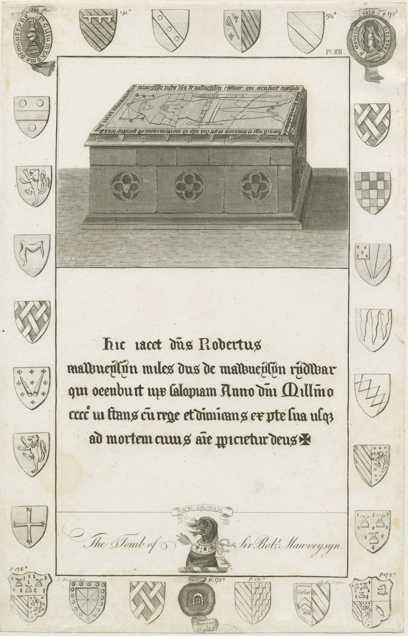 Mavesyn Ridware - Sir Robert Mavesynin hauta: kaiverrus, nd [1700-luvun loppu] (painettu) tekijältä School English