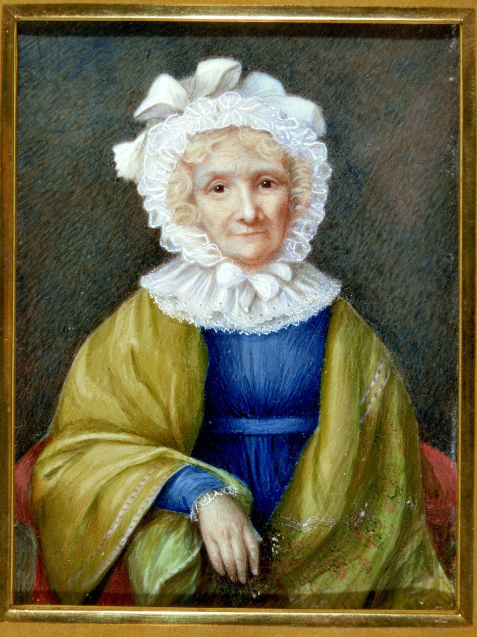 Pienoismuotokuva Hannah Moresta (1745-n. 1833) (akvarelli norsunluulla) tekijältä School English