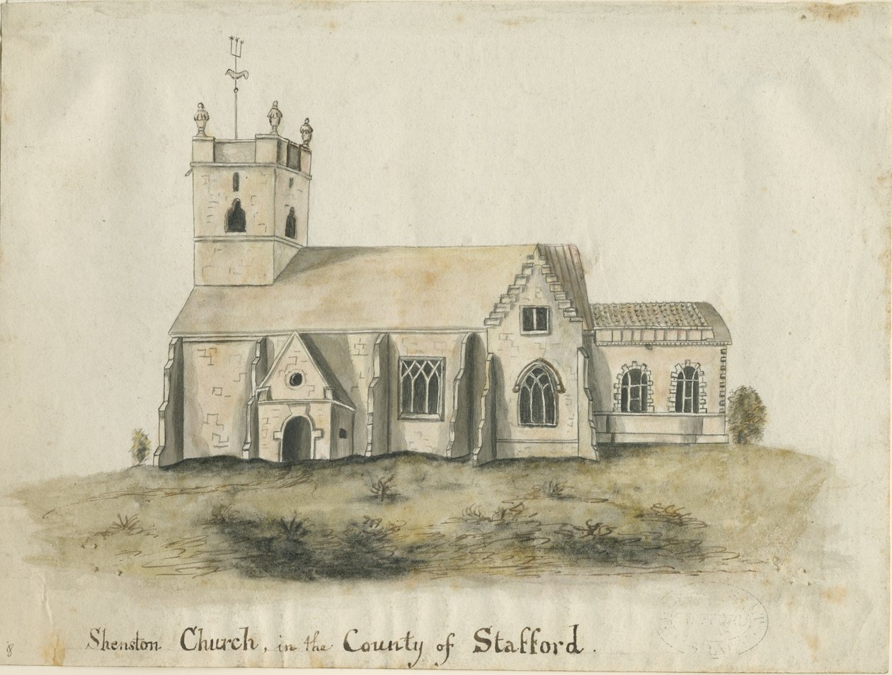 Shenstonen kirkko: akvarellimaalaus, nd [1769] (maalaus) tekijältä School English