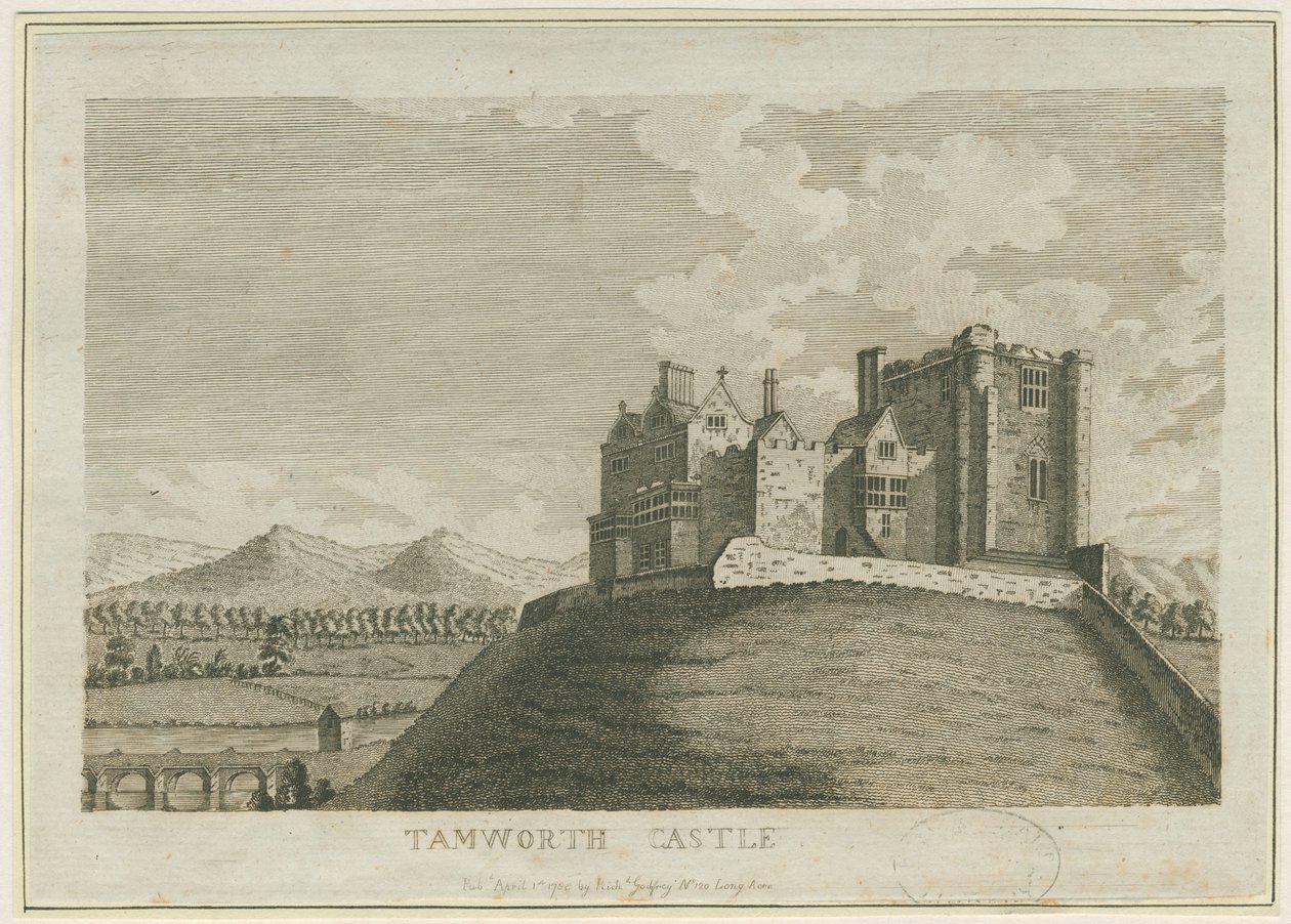 Tamworth Castle: kaiverrus, nd [c 1788] (painettu) tekijältä School English