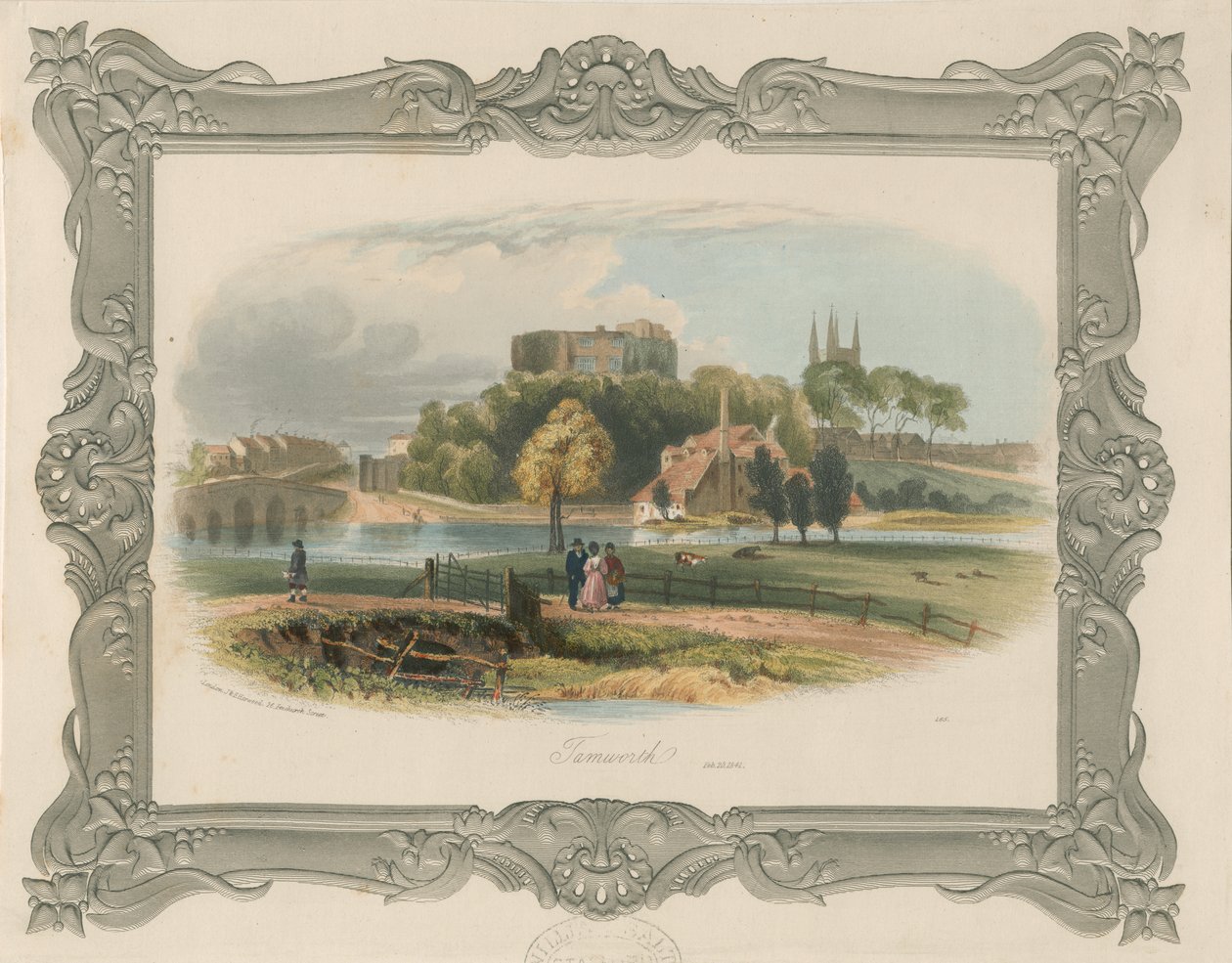 Tamworth Castle: teräskaiverrus (sävytetty), nd [c 1841] (painettu) tekijältä School English