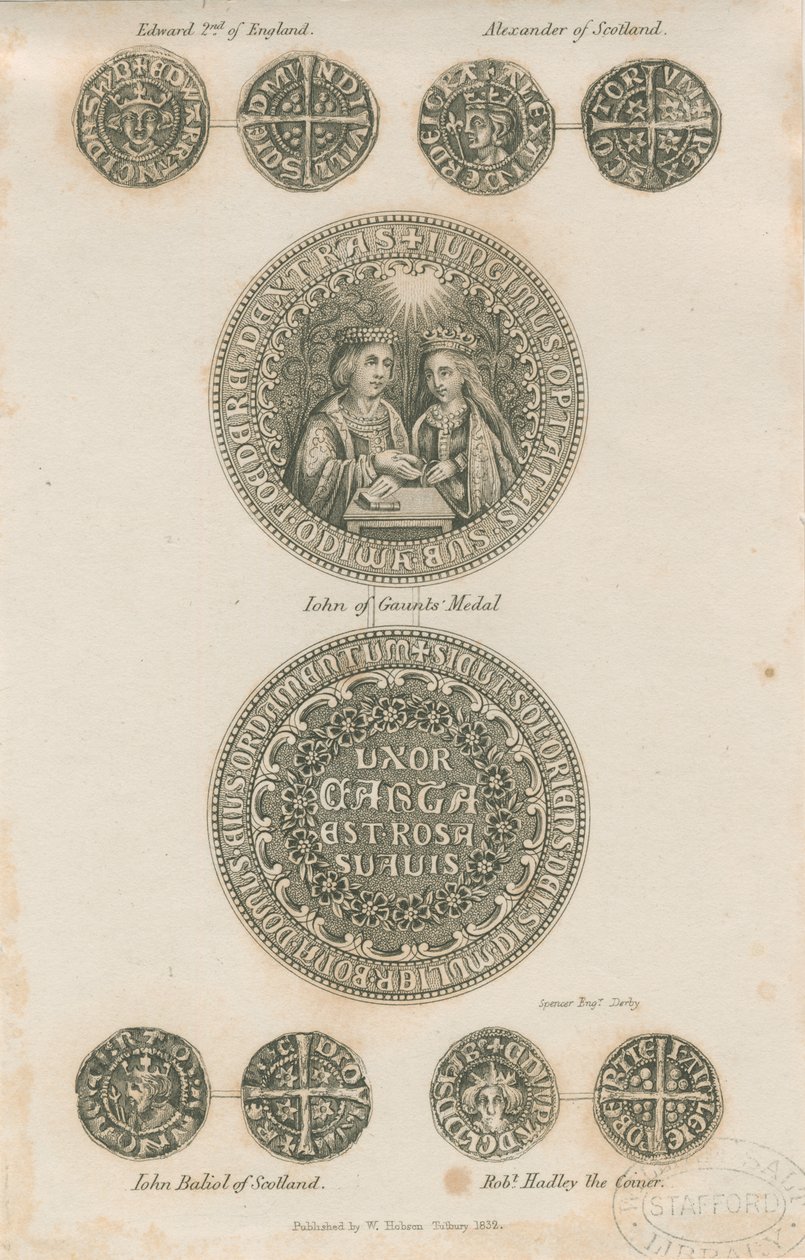 Tutbury - Keskiaikaisten kolikoiden levy: kaiverrus, nd [c 1832] (painettu) tekijältä School English