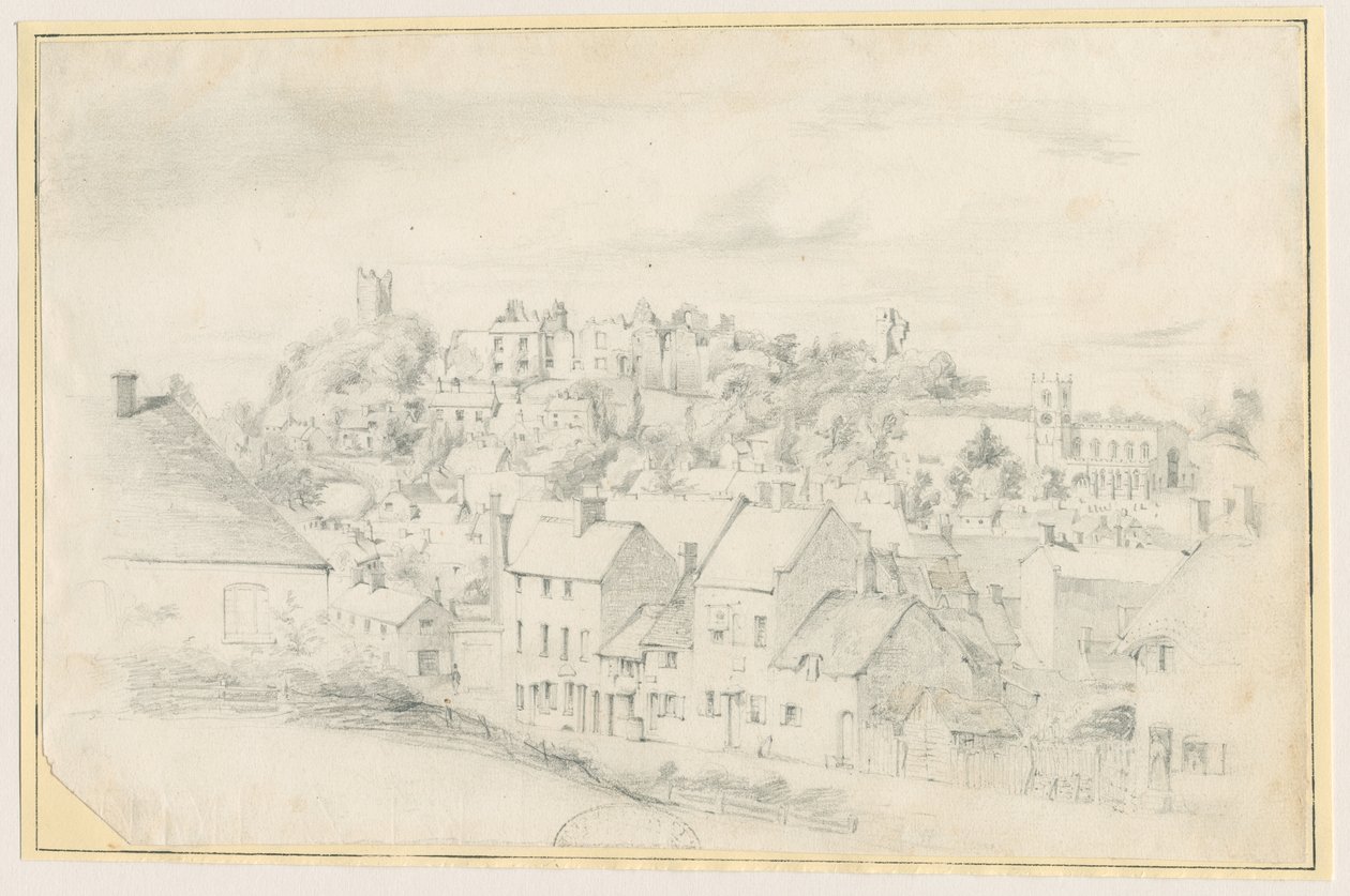 Tutbury - Kaupunki, kirkko ja linna: lyijykynäpiirros, nd [?1800-luku] (piirustus) tekijältä School English