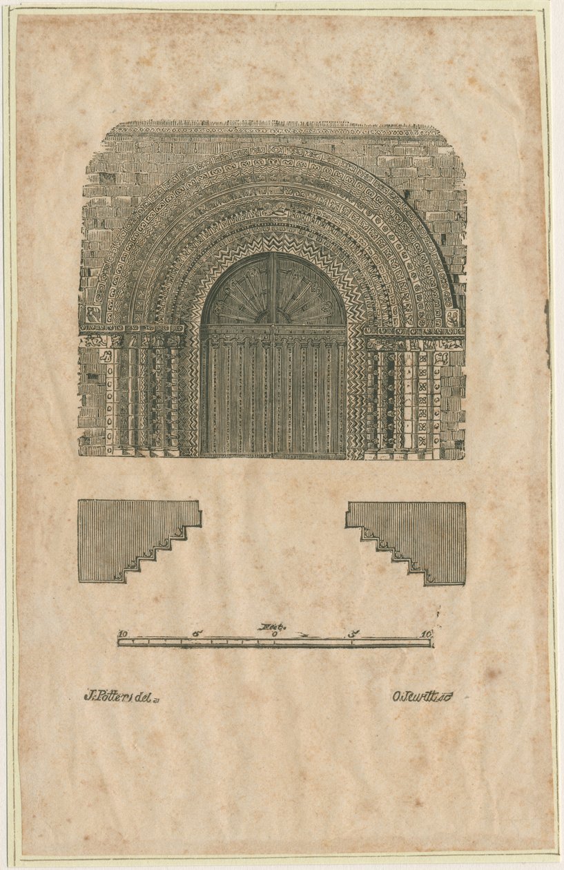 Tutbury Priory Church - West Doorway: puupiirros, nd [?1800-luvun alku] (tulostus) tekijältä School English