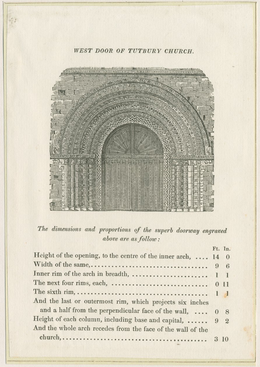 Tutbury Priory Church: West Doorway: kaiverrus, nd [c 1832] (tulostus) tekijältä School English