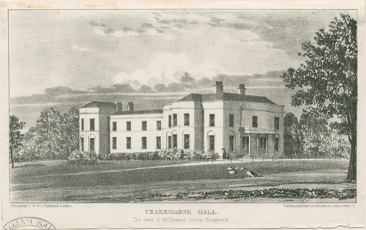 Uttoxeter - Crakemarsh Hall: litografia, nd [n. 1839] (vedos) (kuva) tekijältä School English