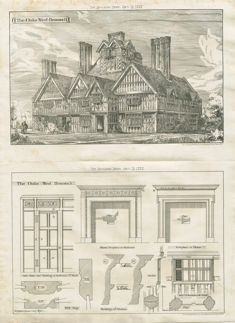 West Bromwich - "The Oaks": valokuvalitografia, elo-joulukuu 1876 (painettu) tekijältä School English