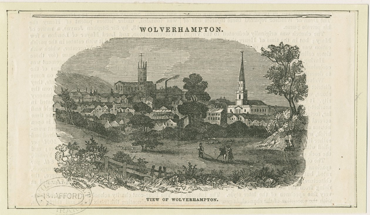 Wolverhampton - Kaukainen näkymä [Penn Roadilta]: puupiirros, nd [19th Century] (painettu) tekijältä School English