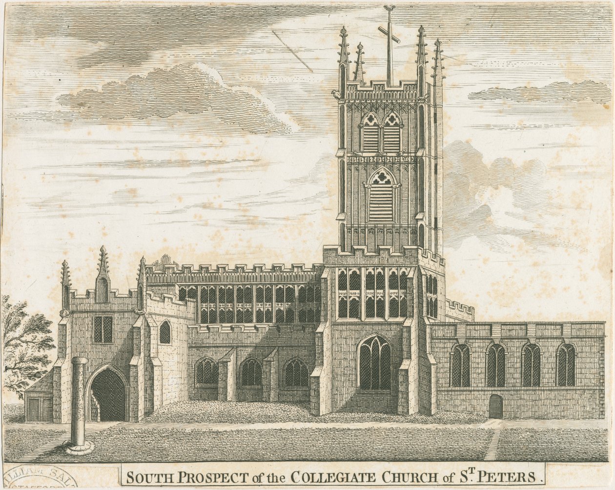 Wolverhampton - Església de Sant Pere: gravat en planxa de coure, nd [c 1750] (impressió)finès tekijältä School English