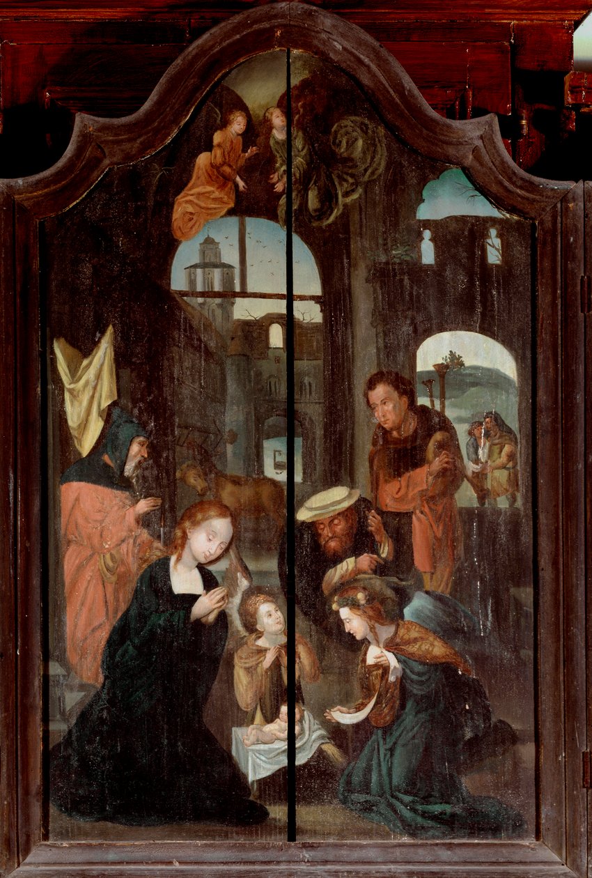 Syntymän triptyykki, keskuspaneeli (öljy puulle) tekijältä School Flemish