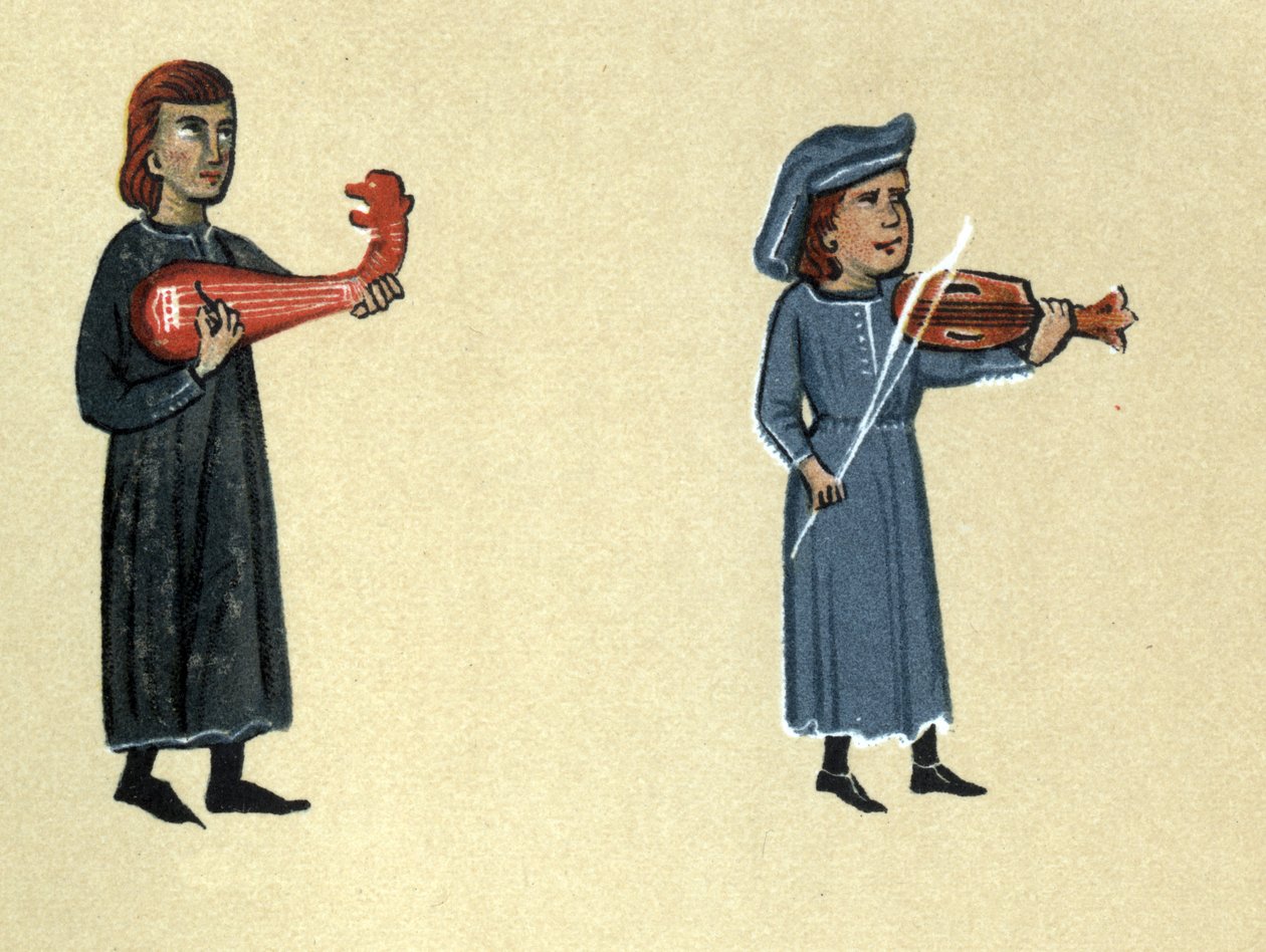 Keskiajan trubaduuri, kuvitus Hermann Suchierin kirjasta "Histoire de la Literature Francaise" tekijältä School French
