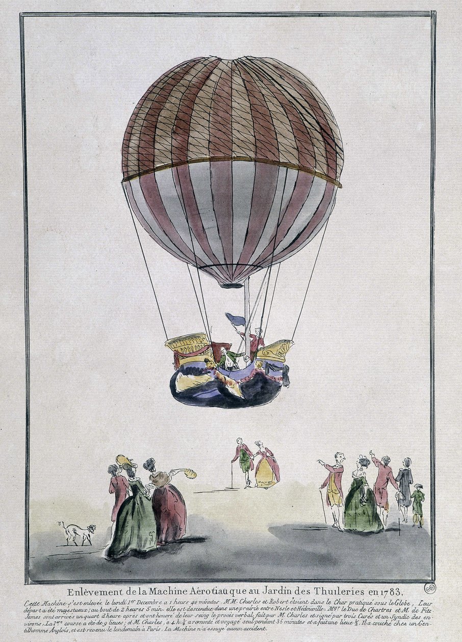 Aerostaattisen koneen poisto Tuileriesin puutarhassa vuonna 1783 tekijältä School French