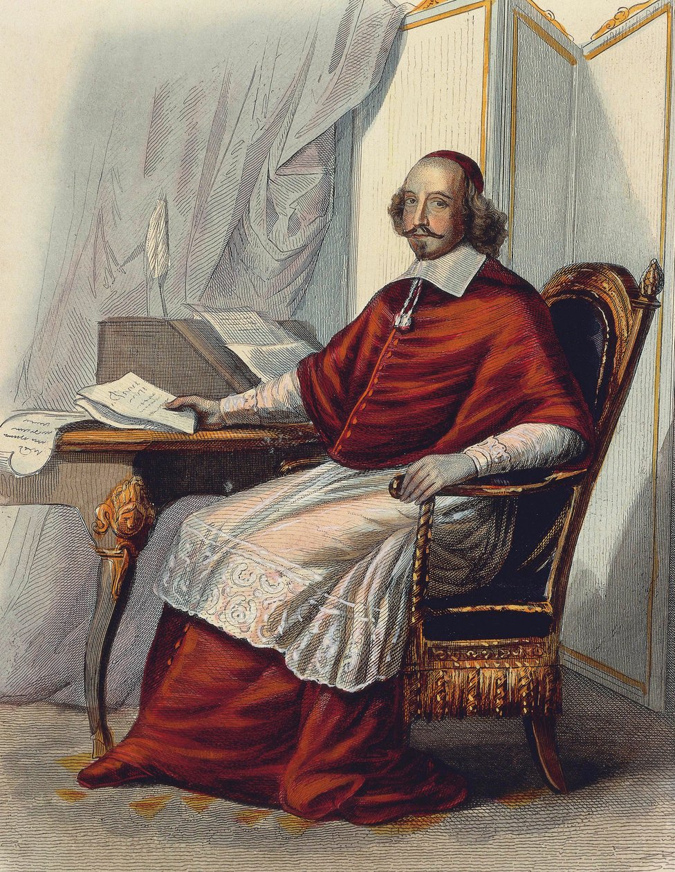 Kardinaali Jules Mazarin (Giulio Mazzarini) (värikaiverrus) tekijältä School French