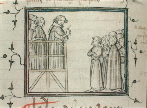 Kaarle V (1338-80) viisas saarna Les Hallesissa, Pariisissa, vuonna 1364 tekijältä School French