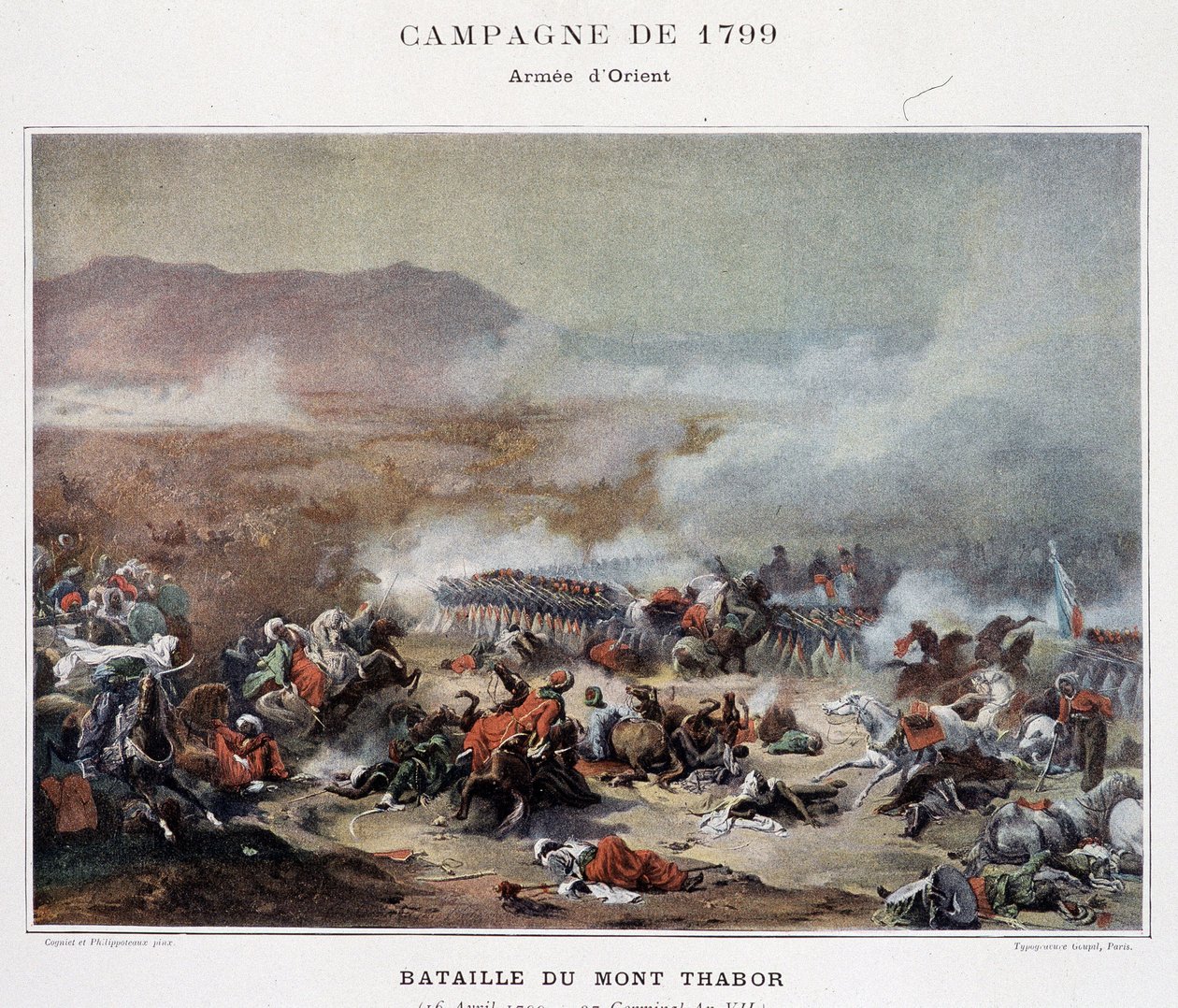Combat du Mont Thabor - elokuvassa "Ranskan armeijoiden voitot ja valloitukset", Paris, n.d. tekijältä School French