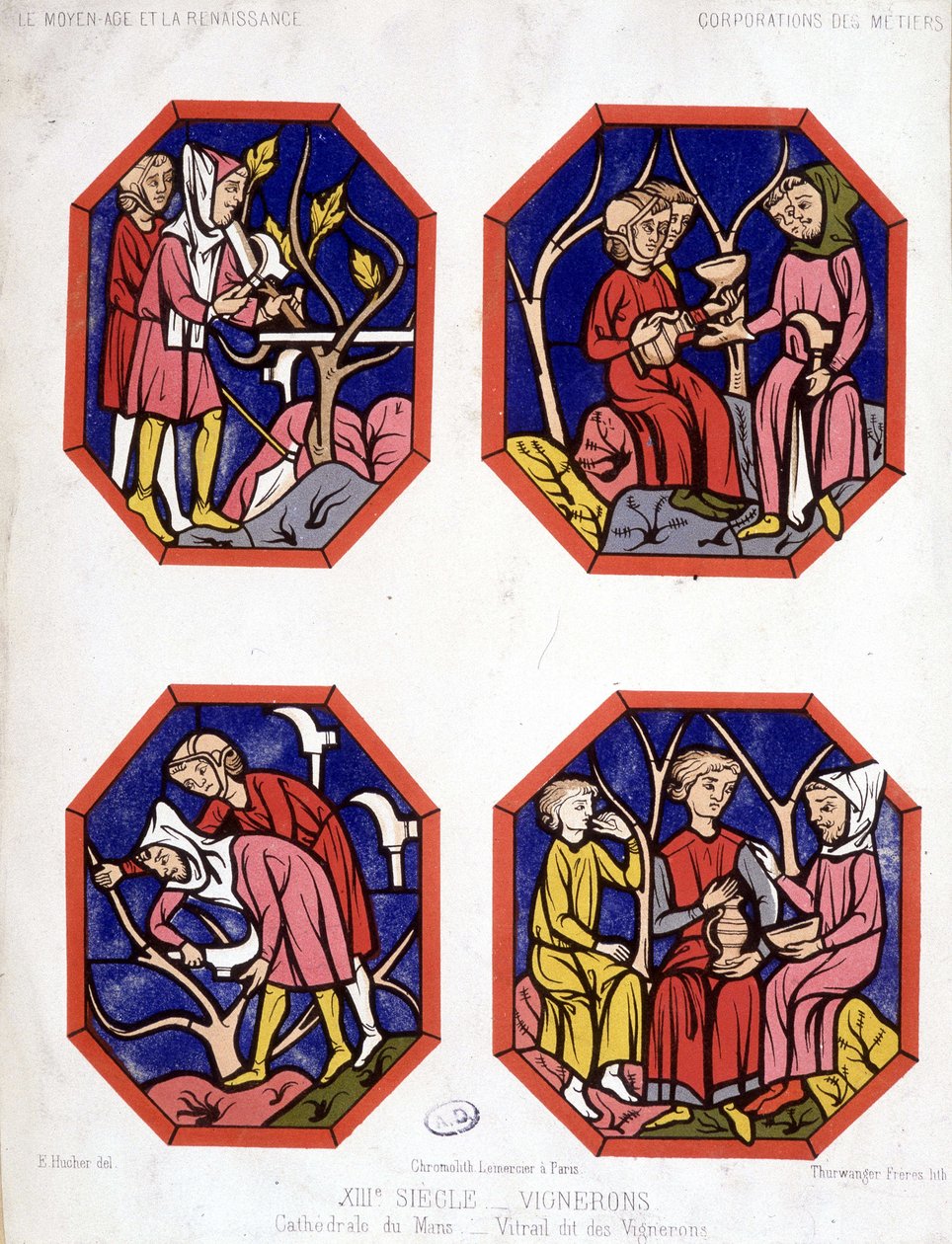 Corporation des vignerons - Cathedrale du Mansin viininviljelijöiden lasimaalaus tekijältä School French