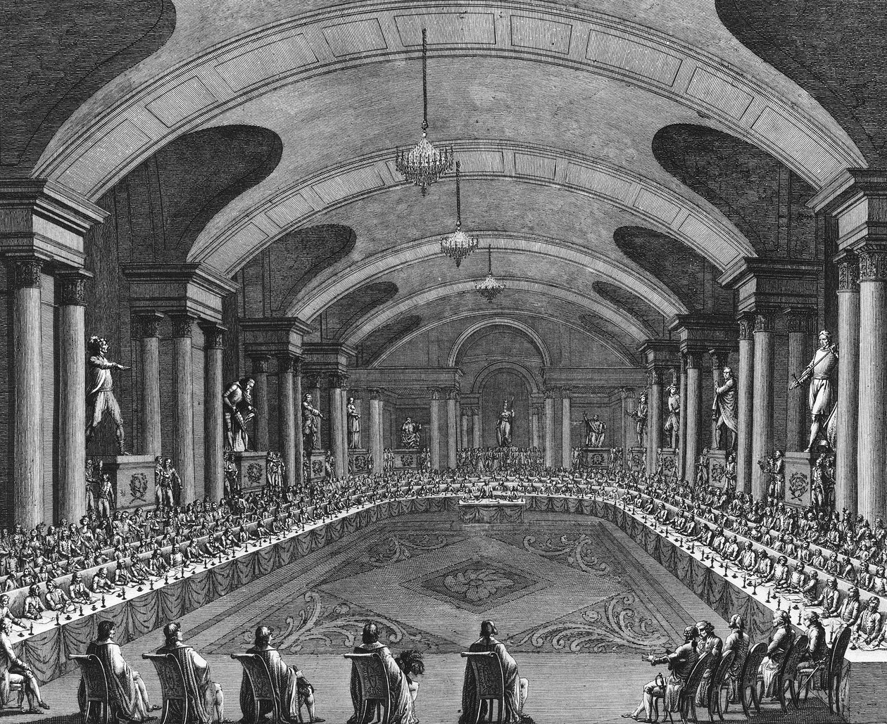 Ranskan vallankumous: Ensimmäinen kokous kansallisessa instituutissa 15. itämisvuonna IV (4. huhtikuuta tekijältä School French