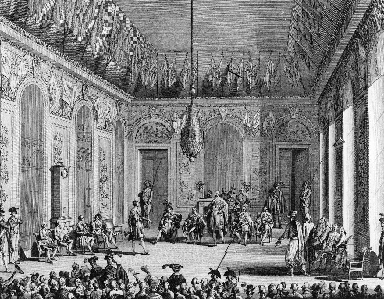 Ranskan vallankumous: johtokunnan kuuleminen, toimeenpanovaltaa käyttävä poliittinen järjestelmä, 30 Brumaire An IV (21. marraskuuta 1795). Pariisi, Vallankumouksen historian instituutin kirjasto tekijältä School French