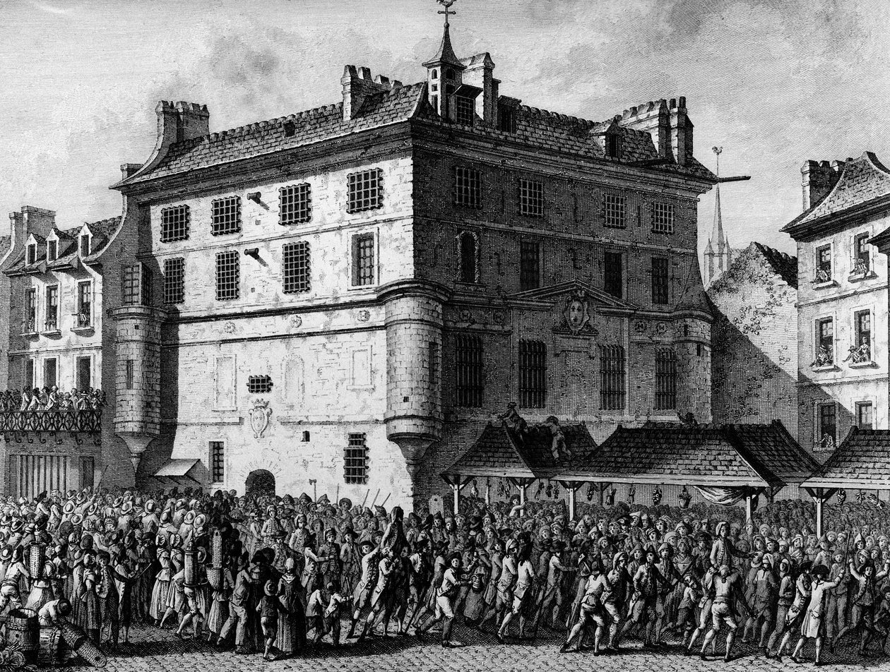 Ranskan vallankumous: Ranskan vartijoiden ihmiset Saint Germain des Presin luostarissa Pariisissa 30. kesäkuuta tekijältä School French