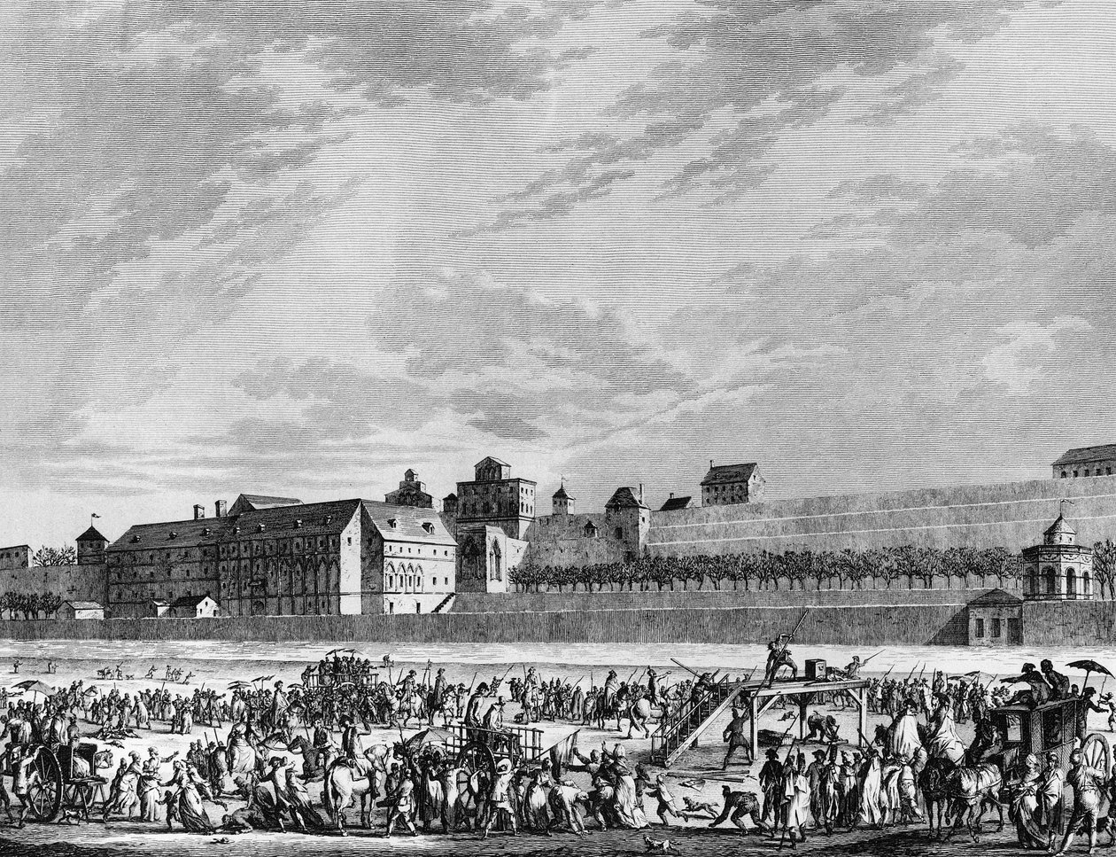 Ranskan vallankumous ja vallankumouksen vastaiset liikkeet: Jean Sylvain Bailly (1736-1793) kuoli 12. marraskuuta 1793 giljotiini, koska hän oli tallettanut Marie Antoinettelle hänen kuulemistilaisuudessaan Champ de Marsin esplanadilla Pariisissa. Pariisi, tekijältä School French