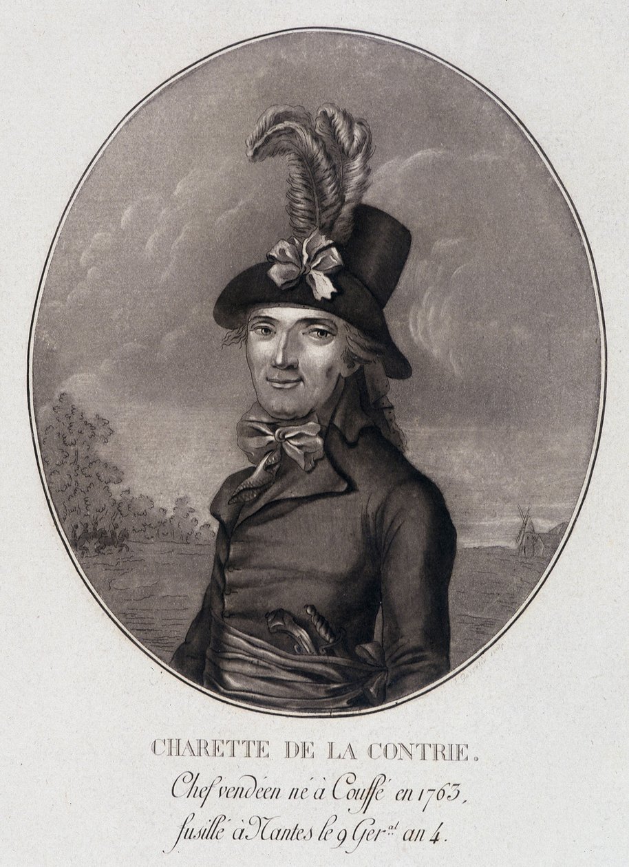 Medallion muotokuva Francois Athanasesta (Francois-Athanase) Charette de la Contrie, Vendéenin päällikkö tekijältä School French