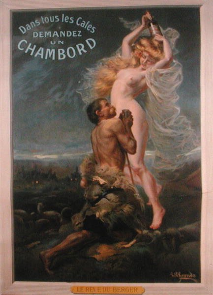 Juliste mainos "Chambord", ranskalainen aperitiivi (värilitho) tekijältä School French