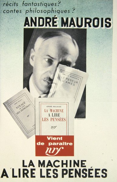 Andre Mauroisin romaania "La Machine a Lire les Pensees" mainostava juliste tekijältä School French