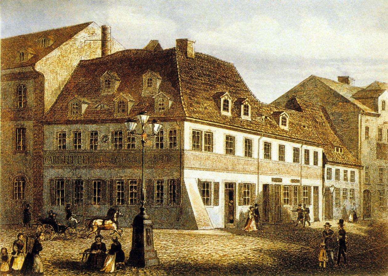 Säveltäjä Robert Schumannin syntymäpaikka Zwickaussa, Sachsenissa (värikaiverrus) tekijältä School German