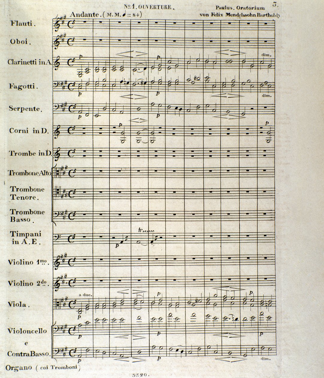 "Pauluksen" partituurin ensimmäinen sivu op. 36, Felix Mendelssohn (litho) tekijältä School German