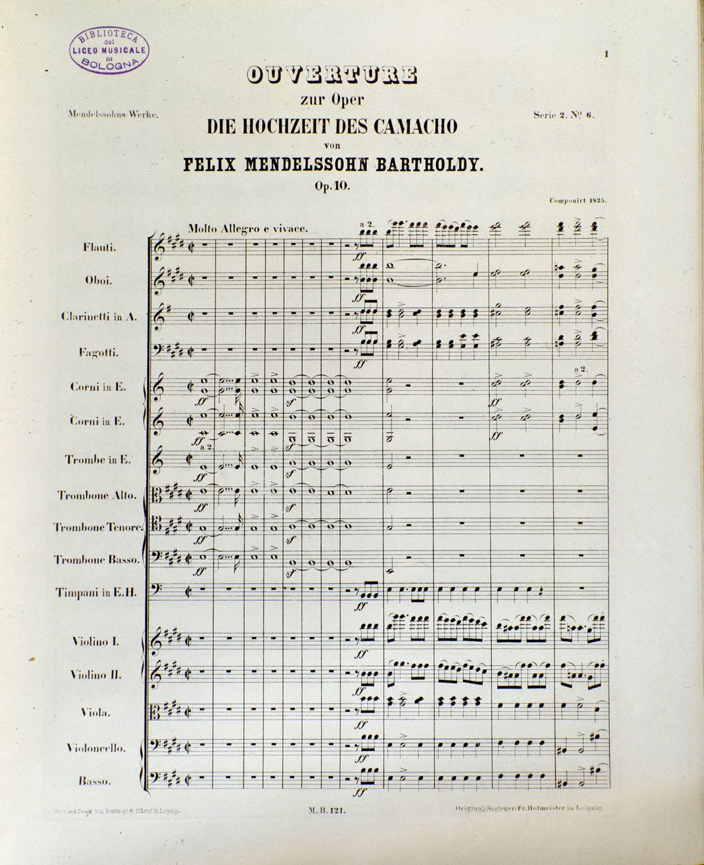 Felix Mendelssohnin kappale "Die Hochzeit des Camacho" (litho) tekijältä School German