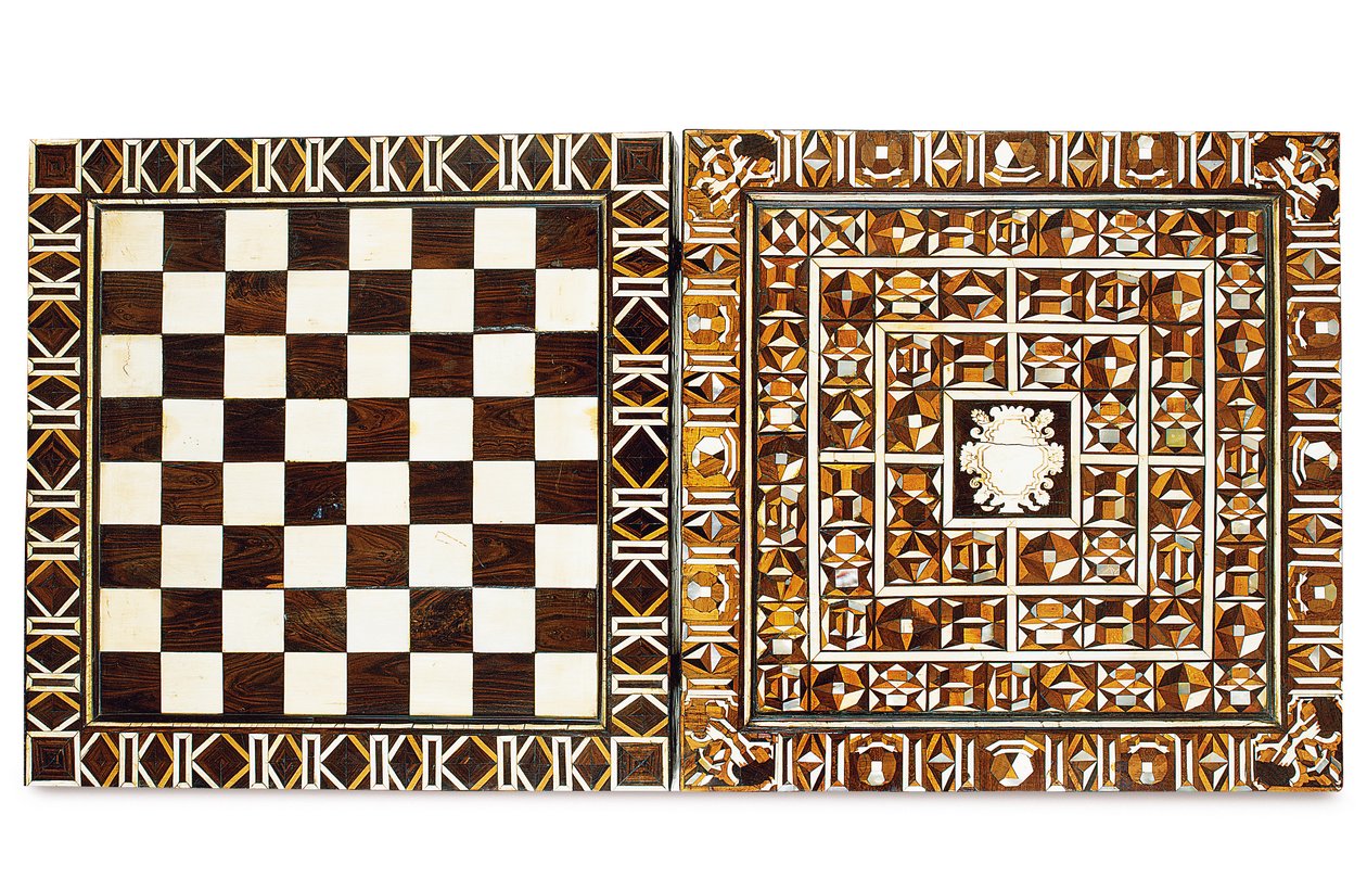 Eteläsaksalainen marquetry-pelilaatikko, Augsburgista tai Nürnbergistä, 1500-luvun loppu - 1600-luvun alku (eebenpuu, norsunluu, helmiäinen, pähkinä ja hedelmäpuu) tekijältä School German
