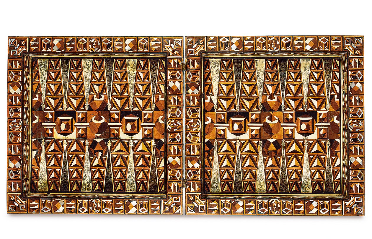 Eteläsaksalainen marquetry-pelilaatikko, Augsburgista tai Nürnbergistä, 1500-luvun loppu - 1600-luvun alku (eebenpuu, norsunluu, helmiäinen, pähkinä ja hedelmäpuu) tekijältä School German