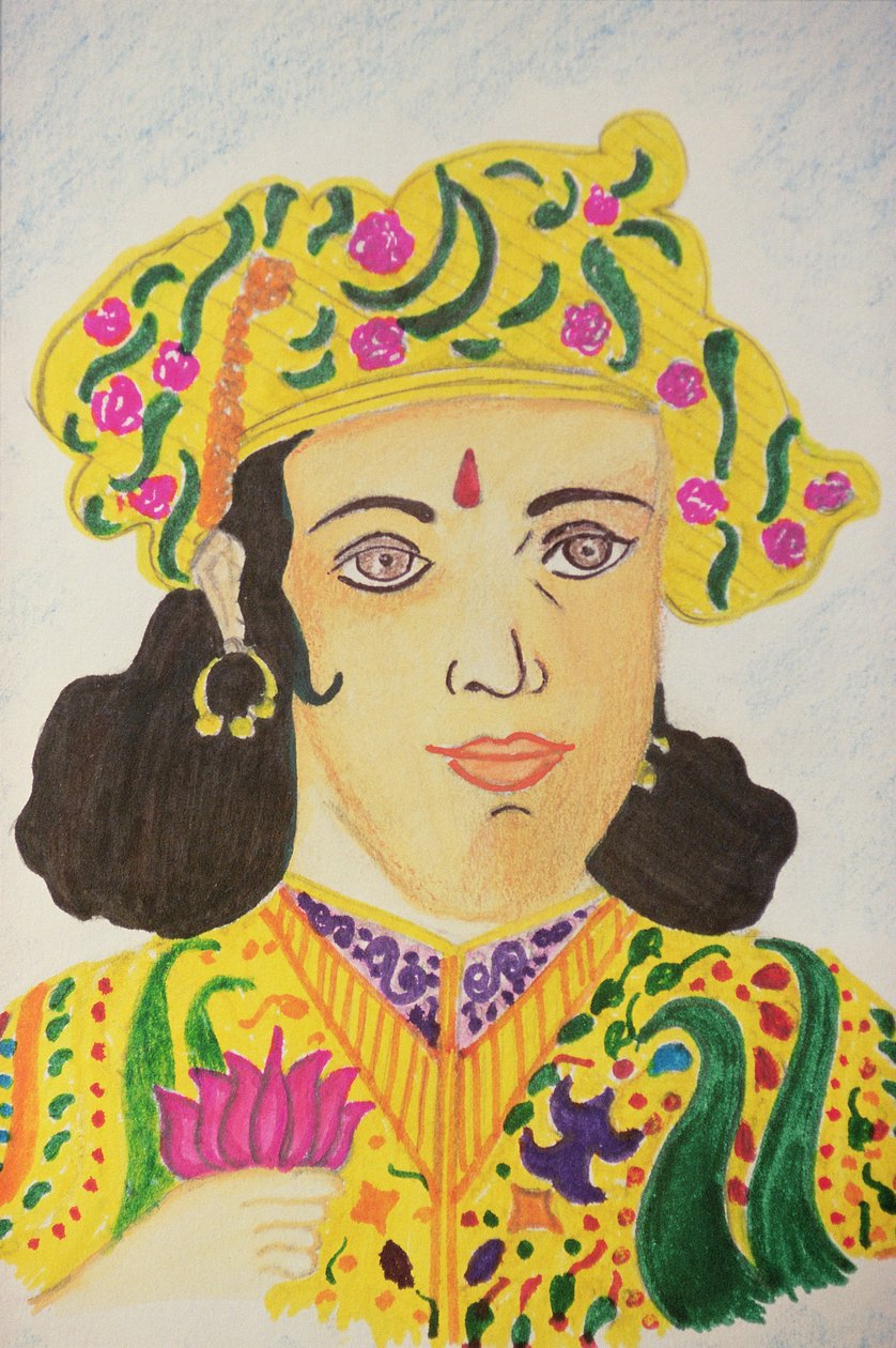 Keisari Ashoka (akvarelli) tekijältä School Indian