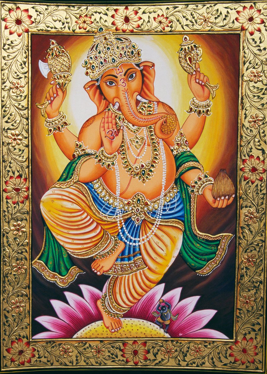 Lord Ganesha Ganpati miniatyyri maalaus paperille tekijältä School Indian